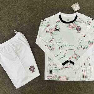 Portugal Away Football Uniform Kids Kit Jersey+Shorts Long Sleeve 2025