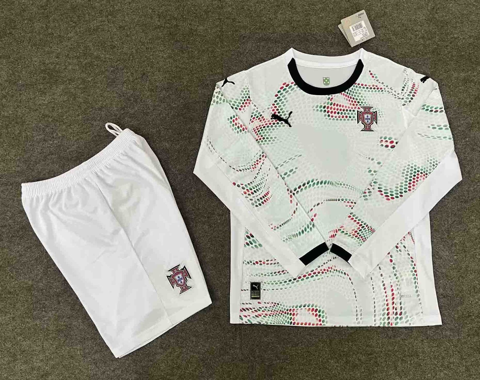 Portugal Away Football Uniform Kids Kit Jersey+Shorts Long Sleeve 2025