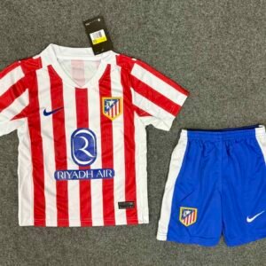 Atletico Madrid Soccer Jersey Home Kids Kit Jersey+Shorts 2025/26