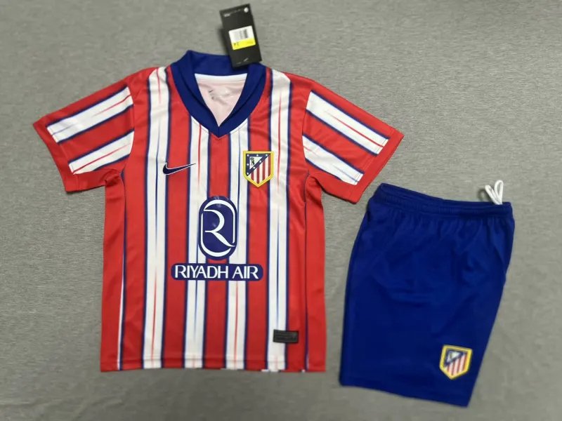 Atletico Madrid Soccer Jersey Home Kids Kit Jersey+Shorts 2024/25