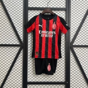 AC Milan Soccer Jersey Home Kids Kit Jersey+Shorts 2025/26