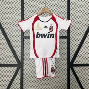 AC Milan Retro Soccer Jersey Away Kids Kit Jersey+Shorts 2006/07 - UCL Final