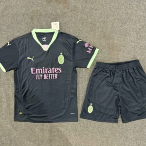 AC Milan Soccer Jersey Third Away Kids Kit Jersey+Shorts 2024/25