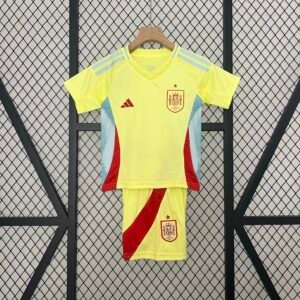 Spain Away Football Uniform Kids Kit Jersey+Shorts EURO 2024