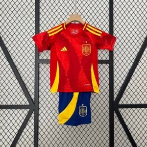 Spain Home Football Uniform Kids Kit Jersey+Shorts EURO 2024