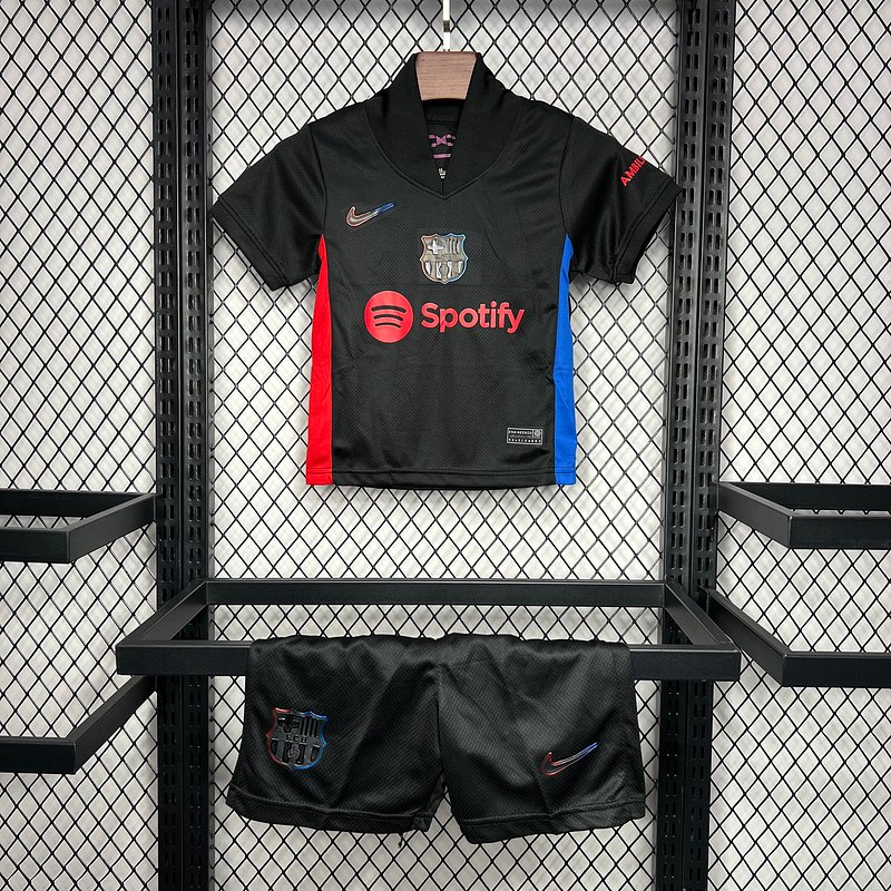 Barcelona Soccer Jersey Away Custom Kids Kit Jersey+Shorts 2024/25 Spotify Logo Without Text