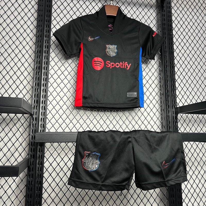 Barcelona Soccer Jersey Away Custom Kids Kit Jersey+Shorts 2024/25 Spotify Logo Without Text - Image 5