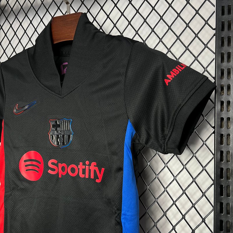 Barcelona Soccer Jersey Away Custom Kids Kit Jersey+Shorts 2024/25 Spotify Logo Without Text - Image 7