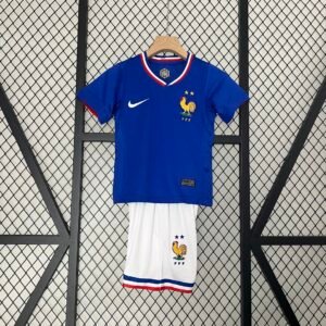 France Home Football Uniform Kids Kit Jersey+Shorts EURO 2024