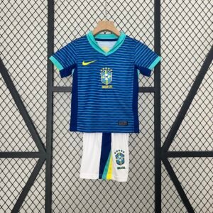 Brazil Away Soccer Uniform Kids Kit Jersey+Shorts Copa America 2024