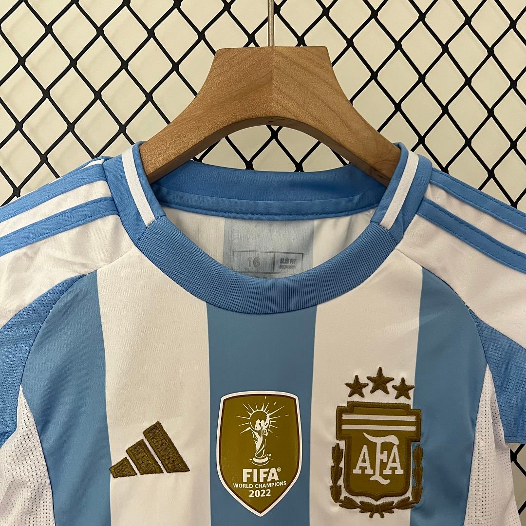 Argentina Home Soccer Uniform Kids Kit Jersey+Shorts 2024 - Image 7