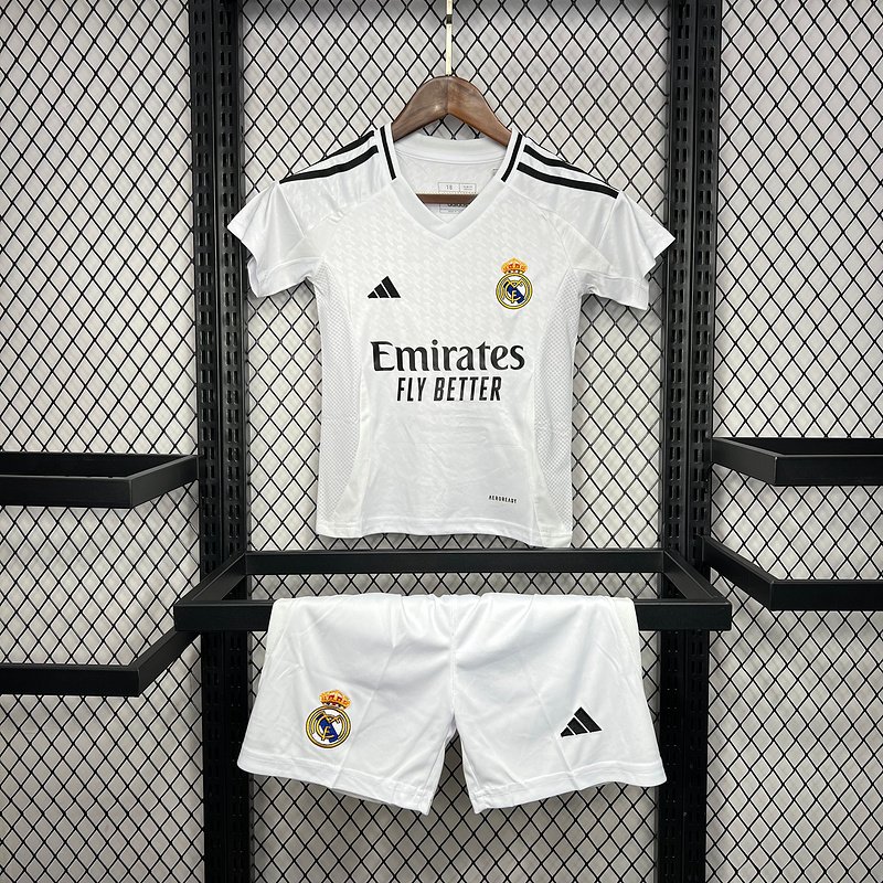 Real Madrid Home Soccer Uniform Kids Kit Jersey+Shorts 2024/25