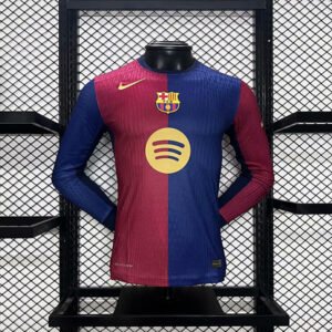 Authentic Soccer Jersey Barcelona Home Shirt Long Sleeve 2024/25-Spotify Logo Without Text