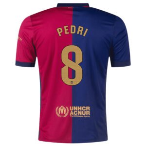 PEDRI #8 Barcelona Home Soccer Jersey 2024/25 - Spotify Logo Without Text