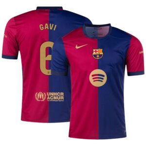 GAVI #6 Barcelona Home Soccer Jersey 2024/25 - Spotify Logo Without Text