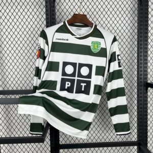 Sporting CP Retro Soccer Jersey Home Long Sleeve Custom Shirt 2001/03
