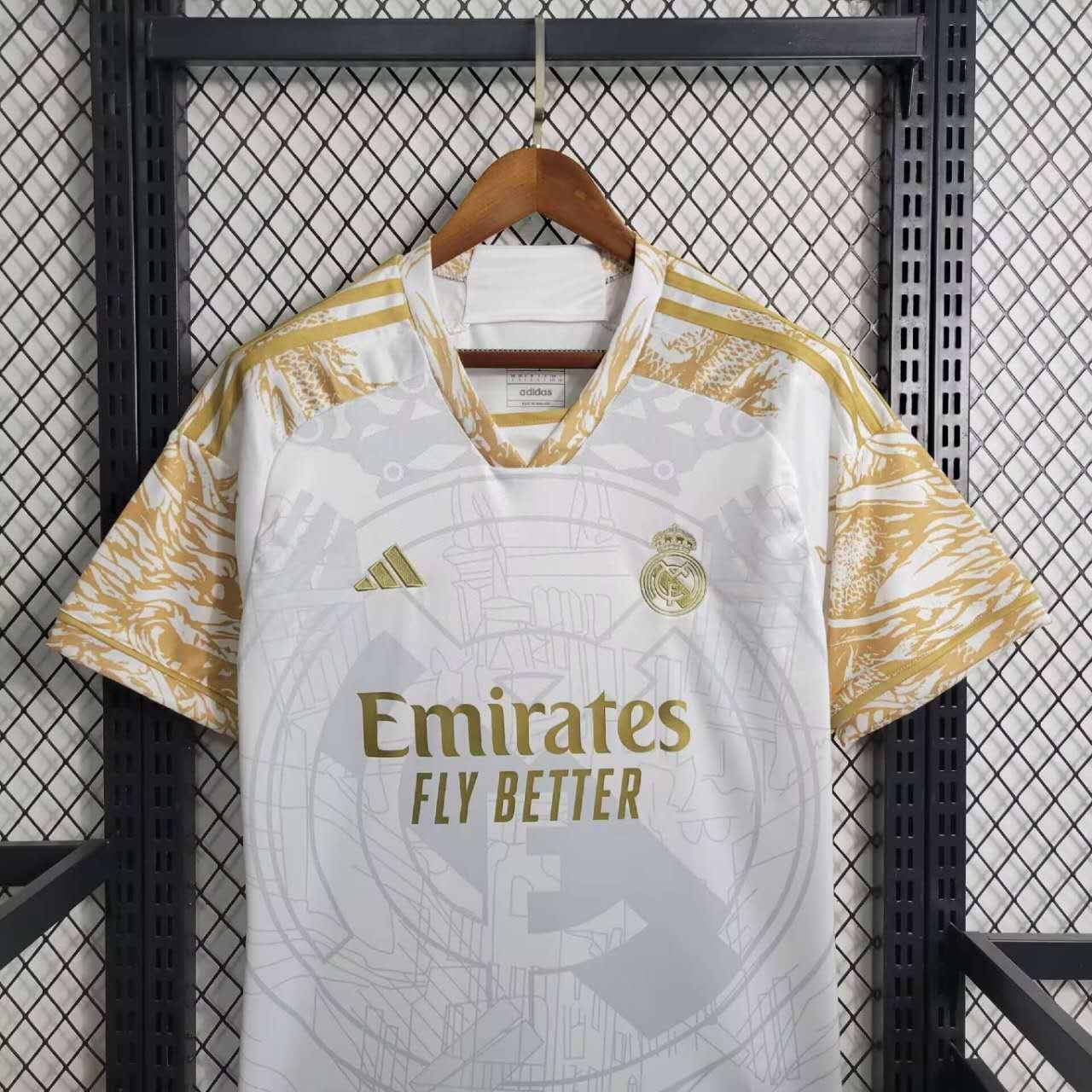 Real Madrid Soccer Jersey Golden & White Custom Shirt 2023/24 - Image 4