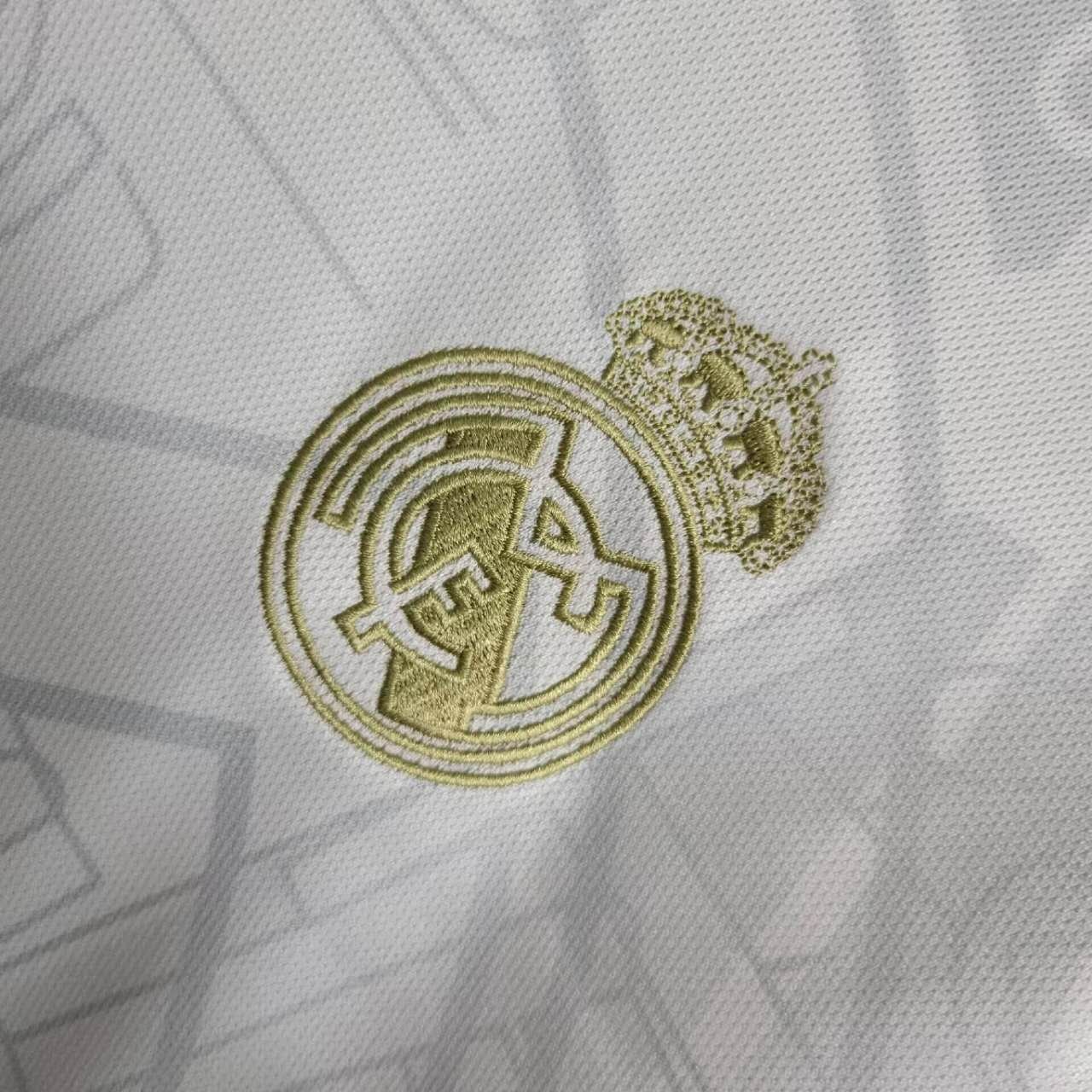Real Madrid Soccer Jersey Golden & White Custom Shirt 2023/24 - Image 6