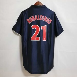 Ronaldinho #21 PSG Retro Jersey Home Soccer Shirt 2001/02