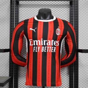 AC Milan Authentic Soccer Jersey Home Long Sleeve Shirt 2024/25