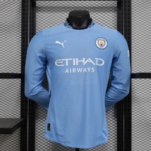 Manchester City Authentic Home Long Sleeve Football Jersey Shirt 2024/25