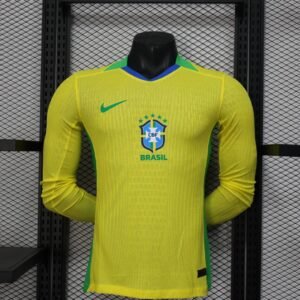 Brazil Authentic Soccer Jersey Home Long Sleeve Shirt 2025