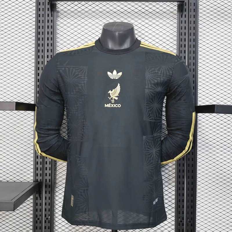 Mexico Authentic Gold Cup Black Special Long Sleeve Soccer Jersey 2025