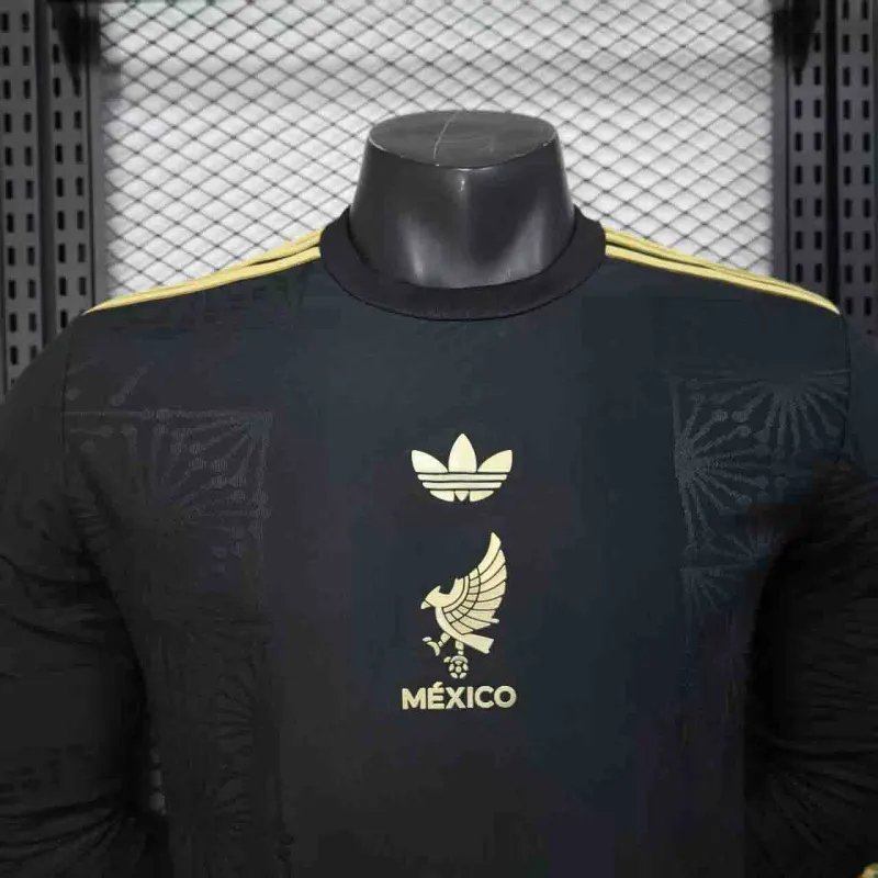 Mexico Authentic Gold Cup Black Special Long Sleeve Soccer Jersey 2025 - Image 4